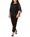  ミスク レディース ワンピース トップス Plus Size Round-Neck Beaded Overlay Black