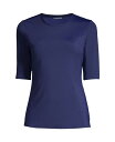 【送料無料】 ランズエンド レディース トップのみ 水着 Petite Crew Neck Rash Guard UPF 50 Swim Tee Deep se...