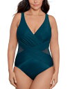 【送料無料】 ミラクルスーツ レディース 上下セット 水着 Plus Size Allover-Slimming Crossover One-Piece Swimsuit Nova Green