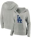 yz t@ieBNX fB[X p[J[EXEFbg t[fB[ AE^[ Plus Size Heathered Gray Los Angeles Dodgers Official Logo Crossover V-Neck Pullover Hoodie Heather Gray