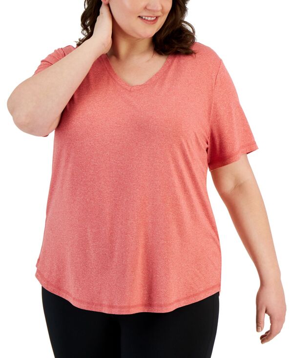  イデオロギー レディース シャツ トップス Plus Size Curved-Hem V-Neck Top Gumball Red