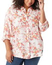 【送料無料】 グロリアバンデービルト レディース シャツ トップス Plus Size Floral-Print Roll-Tab Amanda Shirt Wildflower Vintage White