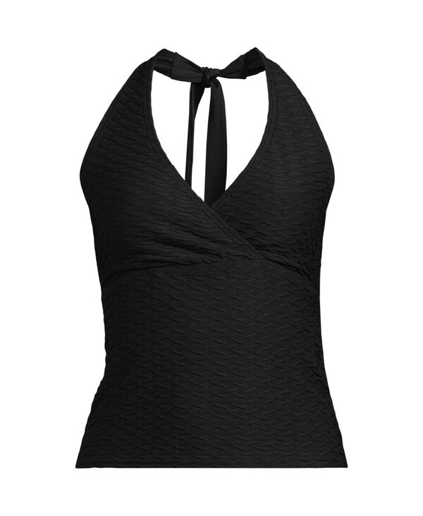 【送料無料】 ランズエンド レディース トップのみ 水着 Women's Texture Halter Tankini Swimsuit Top Black