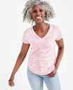 【送料無料】 スタイルアンドコー レディース シャツ トップス Women's Printed V-Neck T-Shirt Pink Scarf(4)
