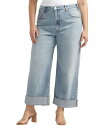 【送料無料】 シルバー ジーンズ レディース デニムパンツ ジーンズ ボトムス Plus Size Baggy Mid Rise Wide Leg Cropped Jeans Indigo