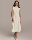 yz _iL fB[X s[X gbvX Women's Mock-Neck Sleeveless Midi Dress Cream