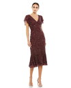 【送料無料】 マックダガル レディース ワンピース トップス Women's Sequined V Neck Flutter Cap Sleeve Trumpet Dress Dark Red(4)