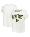 【送料無料】 プロファイル レディース Tシャツ トップス Women's White Notre Dame Fighting Irish Plus Size Arch Over Logo Scoop Neck T-shirt White