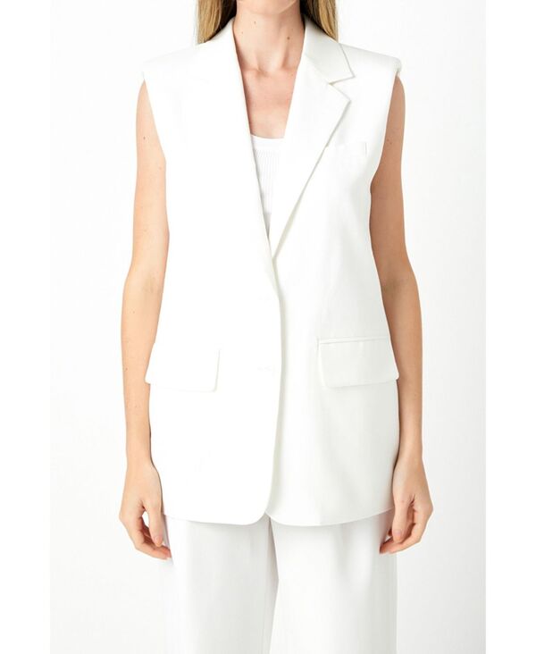 【送料無料】 エンドレスローズ レディース ジャケット・ブルゾン ブレザー アウター Women's Linen Oversize Vest Blazer White
