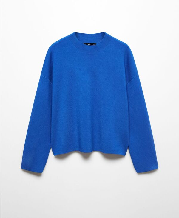 マンゴ 【送料無料】 マンゴ レディース ニット・セーター アウター Women's Perkins Neck Knitted Sweater Blue