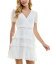 【送料無料】 シティー スタジオ レディース ワンピース トップス Juniors' V-Neck Clip-Dot Tiered Ruffle-Trim Dress Ivory