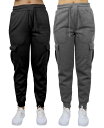 【送料無料】 ギャラクシーバイハルビック レディース カジュアルパンツ ボトムス Women 039 s Heavyweight Loose Fit Fleece Lined Cargo Jogger Pants Set 2 Pack Black Charcoal