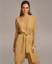 【送料無料】 ダナキャラン レディース ニット セーター カーディガン アウター Women 039 s Tie Waist Long Cardigan Fawn