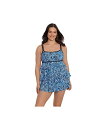 【送料無料】 ロンギチュード レディース 上下セット 水着 Women's Triple Tier Swim Dress Spotty skin