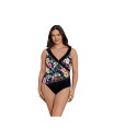 【送料無料】 ロンギチュード レディース 上下セット 水着 Women's Piped Side Shirred Surplice One-Piece Swim...