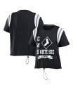 【送料無料】 ウェア バイ エリン アンドルーズ レディース Tシャツ トップス Women's Black Distressed Chicago White Sox Cinched Colorblock T-shirt Black