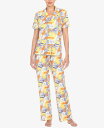 【送料無料】 ホワイトマーク レディース ナイトウェア アンダーウェア Women's 2 Piece Tropical Print Pajama Set White Tropical