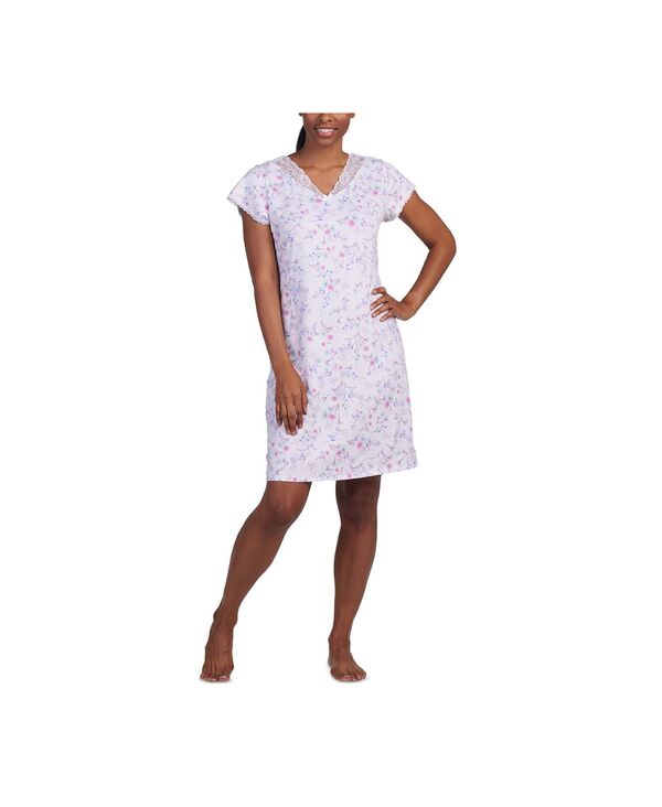 【送料無料】 ミス エレーン レディース ナイトウェア アンダーウェア Women 039 s Printed Lace-Trim Nightgown Pink/lavender Floral