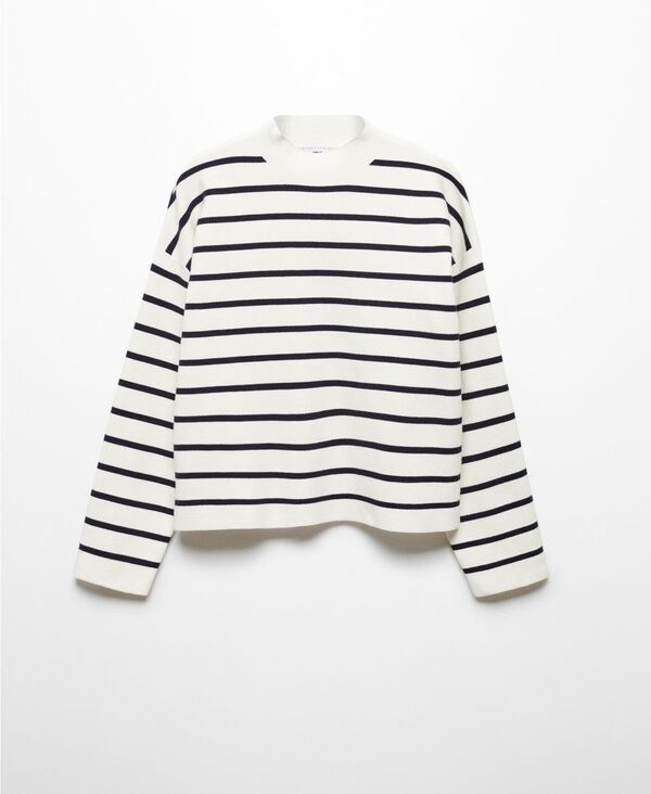 マンゴ 【送料無料】 マンゴ レディース ニット・セーター アウター Women's Perkins Neck Stripe-Print Sweater Dark Navy