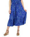 yz X^CAhR[ fB[X XJ[g {gX Petite Drawstring Tiered Midi Skirt Elegant Sapphire