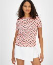 yz o[X[ fB[X Vc gbvX Women's Printed Crewneck Short-Sleeve Top Rose Bloom Multi