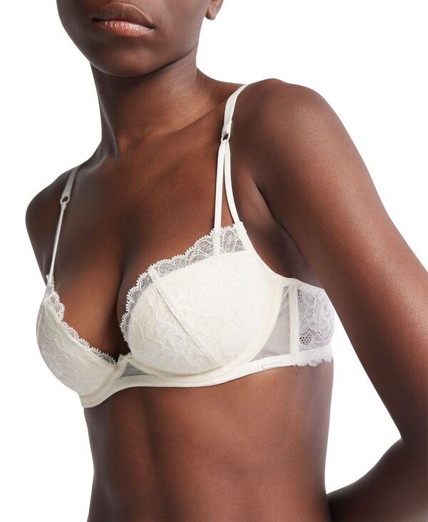 【送料無料】 カルバンクライン レディース ブラジャー アンダーウェア Women's Black Bridal Lightly Lined Plunge Bra QF7751 Ivory