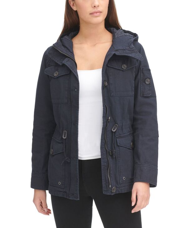【送料無料】 リーバイス レディース ジャケット・ブルゾン アウター Women's Hooded Military Jacket Navy