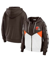 【送料無料】 ウェア バイ エリン アンドルーズ レディース パーカー・スウェット フーディー アウター Women's Brown White Cleveland Browns Color-Block Full-Zip Hoodie Brown White