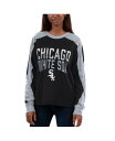 【送料無料】 ジースリー フォーハー バイ カール バンクス レディース Tシャツ トップス Women's Black Silver Chicago White Sox Smash Raglan Long Sleeve T-shirt Black Silver