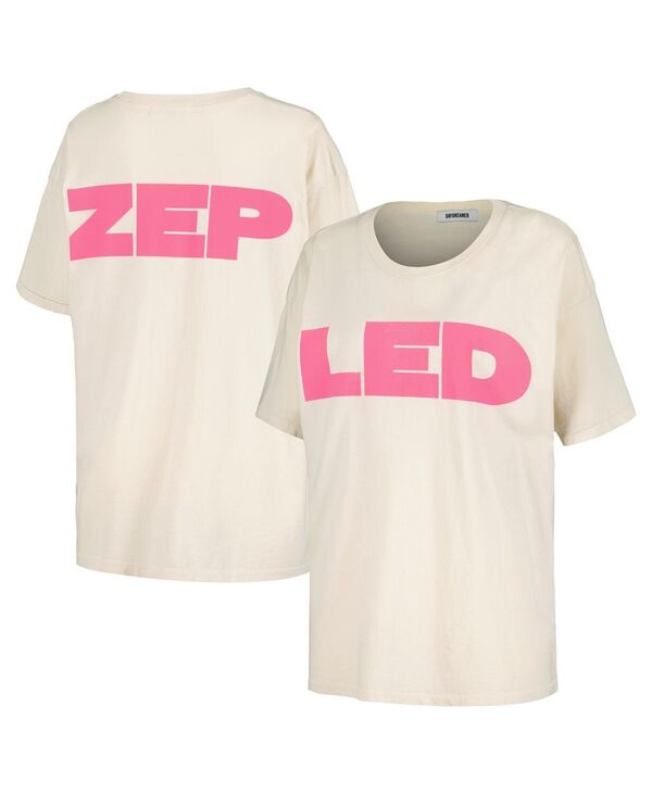 yz fCh[}[ fB[X TVc gbvX Women's White Led Zeppelin Block Letters Merch T-shirt White