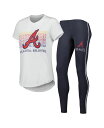 【送料無料】 コンセプツ スポーツ レディース レギンス ボトムス Women's Charcoal White Atlanta Braves Sonata T-shirt and Leggings Sleep Set Charcoal White