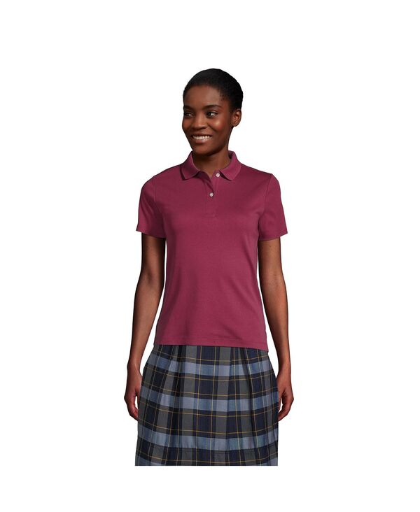 【送料無料】 ランズエンド レディース シャツ トップス Women 039 s School Uniform Short Sleeve Feminine Fit Interlock Polo Shirt Burgundy