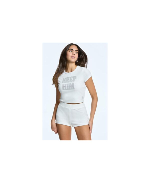 ジューシークチュール　ベビー服 【送料無料】 ジューシークチュール レディース シャツ トップス Women's Keep Him Velour Baby Tee White