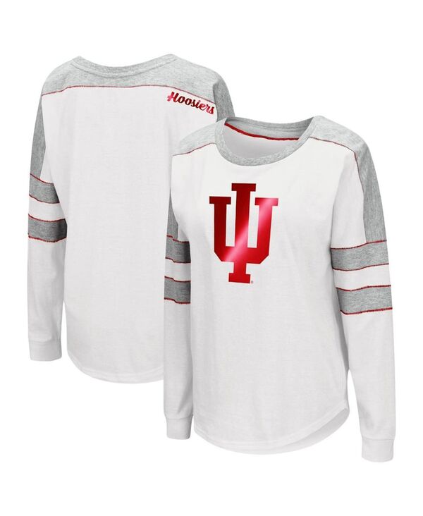 yz RVA fB[X TVc gbvX Women's White Indiana Hoosiers Trey Dolman Long Sleeve T-shirt White