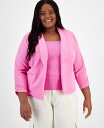  バースリー レディース ジャケット・ブルゾン ブレザー アウター Trendy Plus Size Knit Drape-Front Blazer Wild Pink