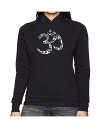 【送料無料】 エルエーポップアート レディース シャツ トップス Women 039 s Word Art Hooded Sweatshirt -The Om Symbol Out Of Yoga Poses Black