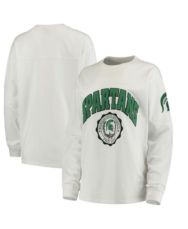 yz vX{bNX fB[X TVc gbvX Women's White Michigan State Spartans Edith Long Sleeve T-shirt White