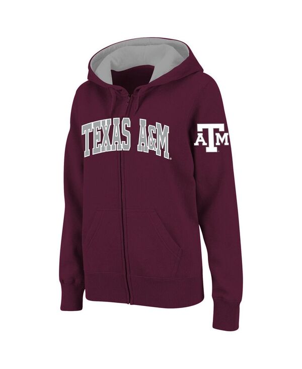 yz RVA fB[X p[J[EXEFbg AE^[ Women's Maroon Texas A&M Aggies Arched Name Full-Zip Hoodie Maroon