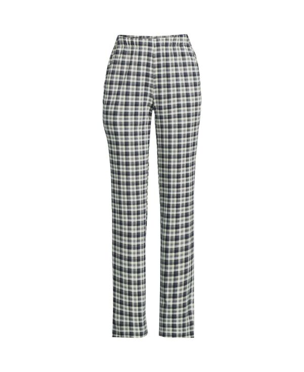 【送料無料】 ランズエンド レディース カジュアルパンツ ボトムス Women 039 s Sport Knit High Rise Elastic Waist Pants Warm graphite multi plaid