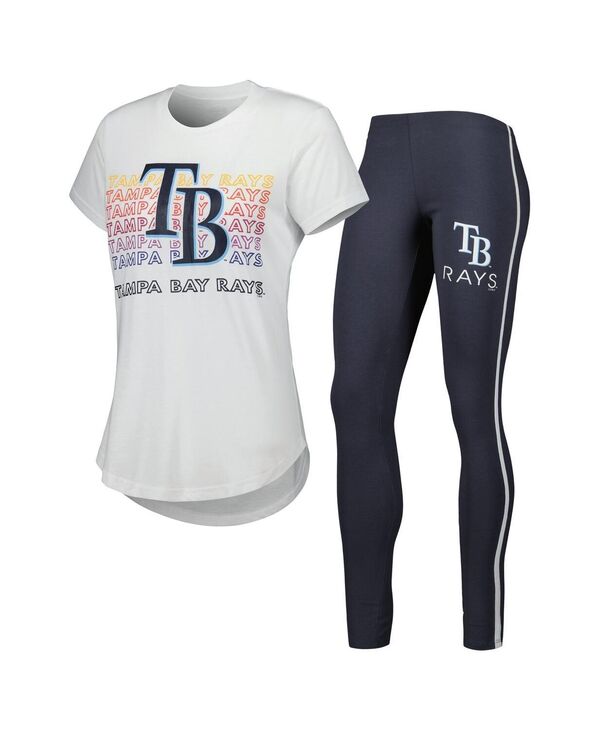 yz RZvc X|[c fB[X MX {gX Women's White Charcoal Tampa Bay Rays Sonata T-shirt and Leggings Sleep Set White Charcoal