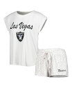 yz RZvc X|[c fB[X iCgEFA A_[EFA Women's White Cream Las Vegas Raiders Montana Knit T-shirt and Shorts Sleep Set White Cream