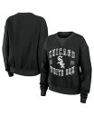 【送料無料】 ウェア バイ エリン アンドルーズ レディース パーカー・スウェット アウター Women's Black Distressed Chicago White Sox Vintage-Like Cord Pullover Sweatshirt Black