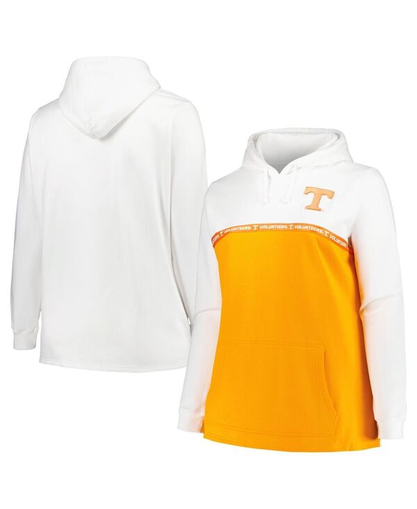 yz vt@C fB[X p[J[EXEFbg t[fB[ AE^[ Women's White Tennessee Orange Tennessee Volunteers Plus Size Taping Pullover Hoodie White Tennessee Orange