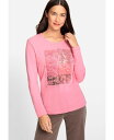  オルセン レディース シャツ トップス 100% Cotton Long Sleeve Placement Print T-Shirt Pink icing