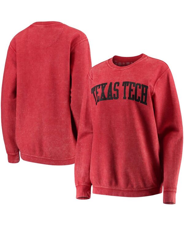 yz vX{bNX fB[X p[J[EXEFbg AE^[ Women's Red Texas Tech Red Raiders Comfy Cord Vintage-Like Wash Basic Arch Pullover Sweatshirt Red