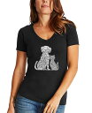【送料無料】 エルエーポップアート レディース シャツ トップス Women's V-neck Word Art Dogs and Cats T-shirt B...