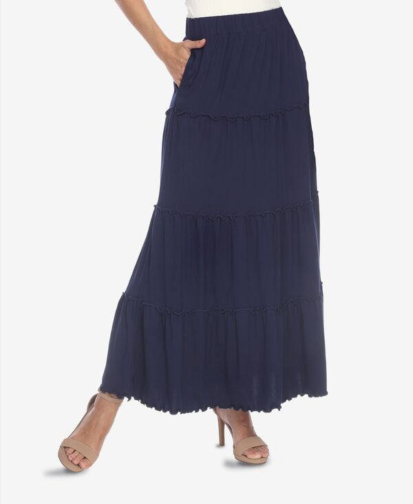 ホワイトマーク レディース ボトムス スカート ティアード マキシ White Mark Women's Tiered Maxi Skirt Navy ネイビー