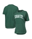 【送料無料】 プレスボックス レディース Tシャツ トップス Women's Heathered Green Distressed Michigan State Spartans Arch Poncho T-shirt Heather Green