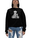 yz GG[|bvA[g fB[X Vc gbvX Women's Crewneck Word Art Dogs and Cats Sweatshirt Top Black