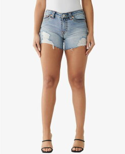 ̵ ȥ롼ꥸ ǥ ϡեѥġ硼 ܥȥॹ Women's Jayde Mid Rise Big T Denim Shorts Ocean Vibes with Destroy